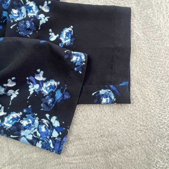 Coldwater Creek Floral Navy Ankle Pants Sz Large Petite Vacation Workwear Beach - Picture 5 of 16